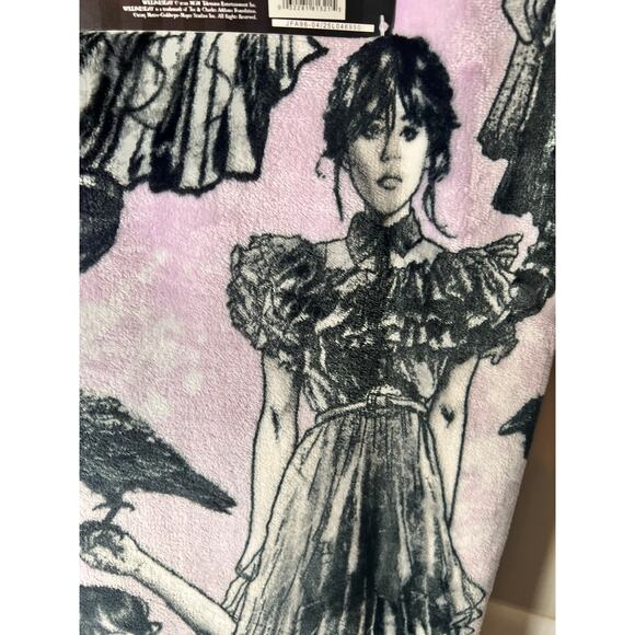 Wednesday Addams Plush Throw Blanket Purple/Black 50in. X 70in.(127cmX178cm) NWT - Picture 3 of 3